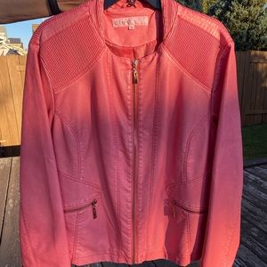 pink faux leather jacket